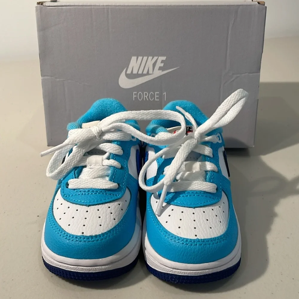 NEW Nike Force 1 LV8 2 TD Toddler Shoes Blue White 5C NIB DX2165-100